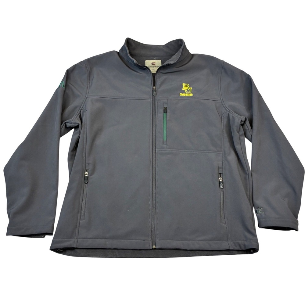 Colosseum Baylor Softshell Jacket Mens XL Gray Full Zip Fleece Lined NCAA Bears